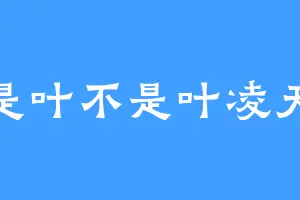 是叶不是叶凌天