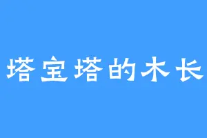 宝塔宝塔的木长老