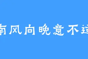 南风向晚意不适