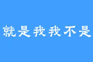 我就是我我不是你