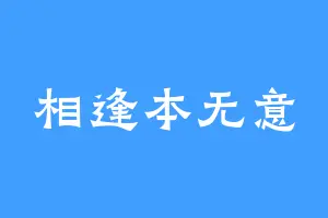 相逢本无意