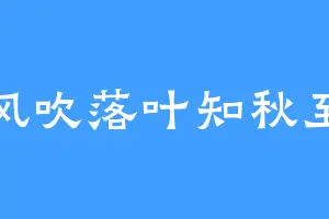 风吹落叶知秋至