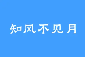 知风不见月